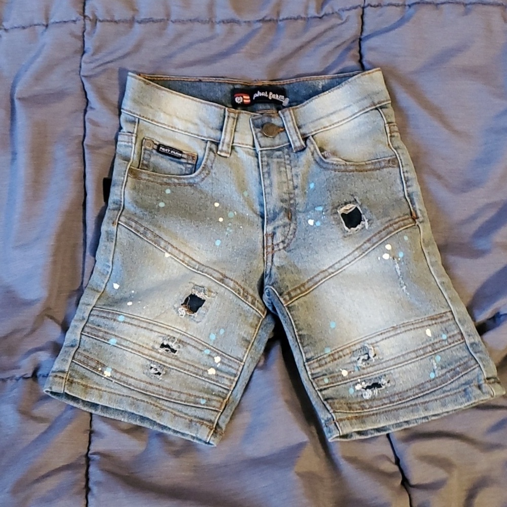 Phat Farm Blue Distress Kids Shorts Size 2t Or 3t See Measurements Rip + Repair - Picture 3 of 12